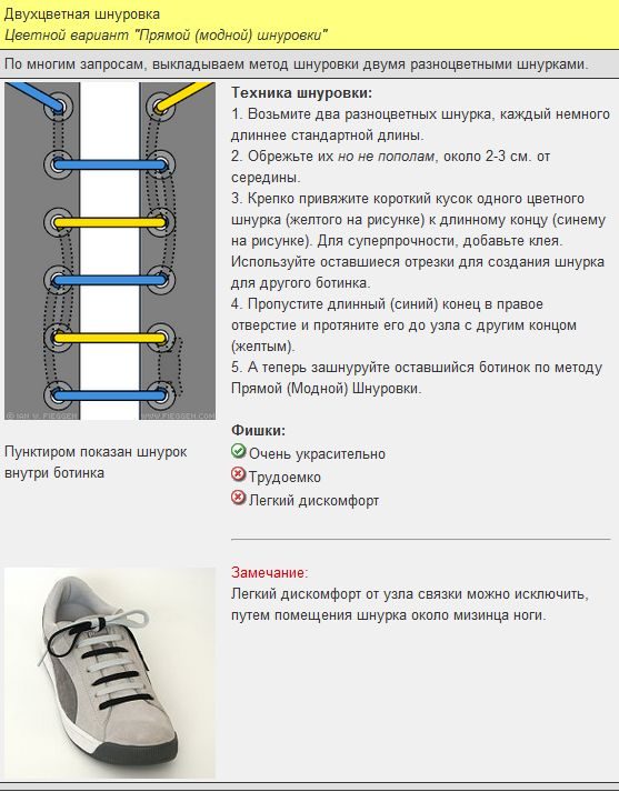 Как красиво завязать шнурки на кроссовках 4 дырки пошаговая инструкция с фото