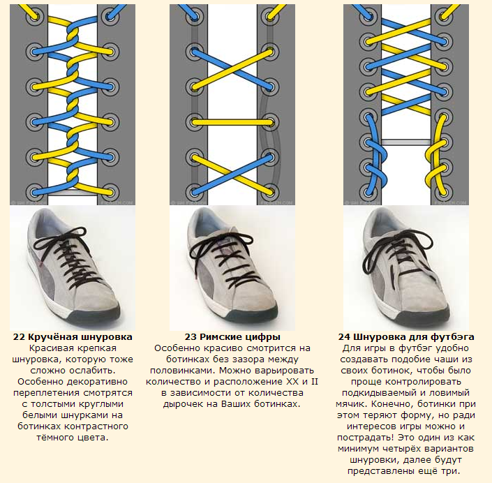 Как можно завязать шнурки на кроссовках. Способы завязывания шнурков на 4 дырки. Шнуровка кроссовок с 7 дырками схема. Схема шнуровки кроссовок звезда. Способы завязывания шнурков на кроссовках с петлями.