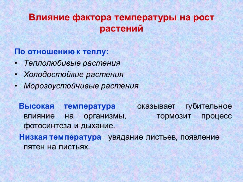 На температуру оказывают влияние. Влияние температуры на растения. Факторы, воздействующие на растения. Факторы влияющие на рост растений. Отношение растений к теплу.