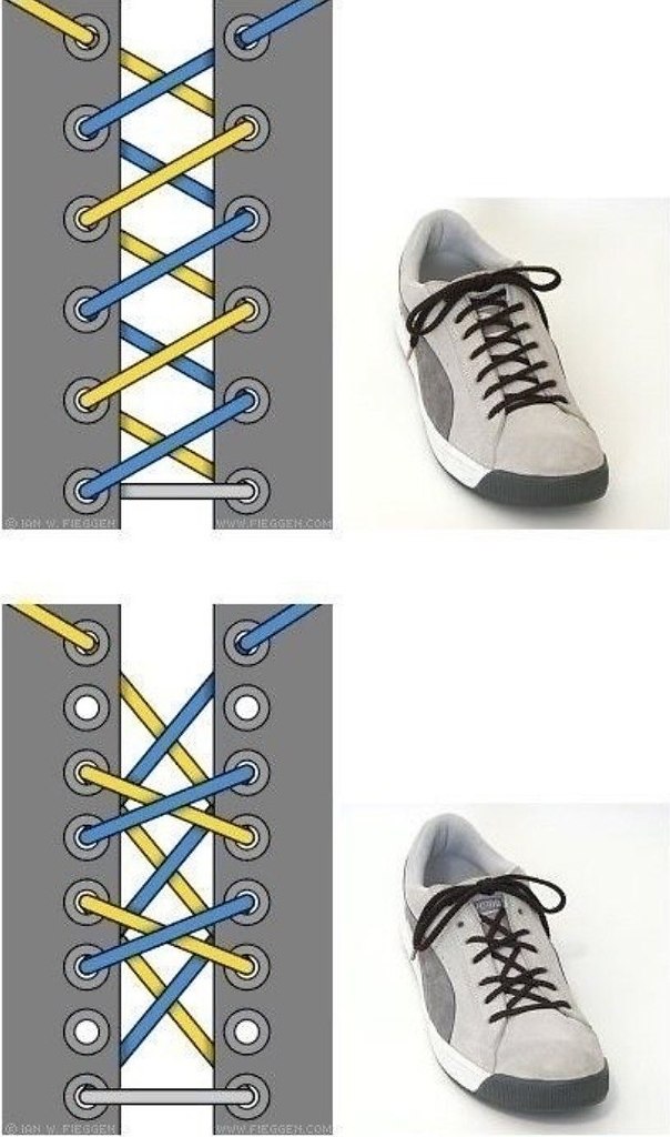 Как зашнуровать кроссовки красиво на 6 дырок поэтапно