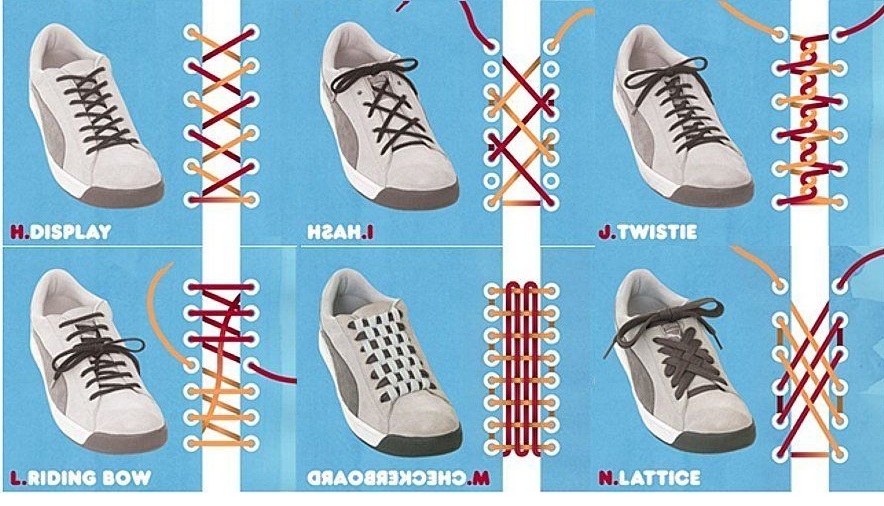Как красиво завязать шнурки на кроссовках 7 дырок женские по шагово