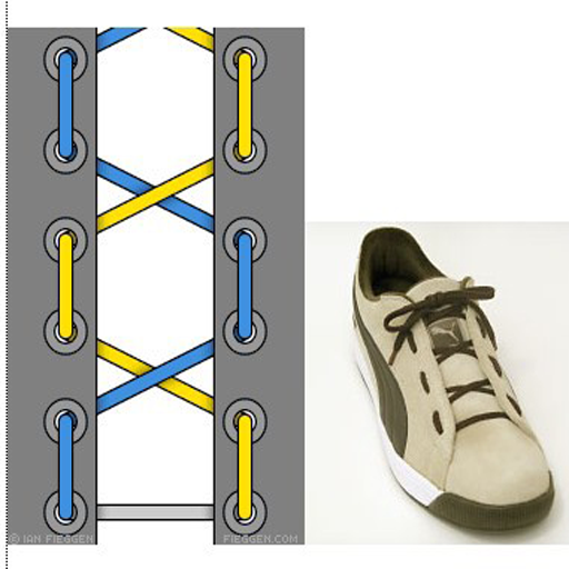 Схема шнуровки кроссовок с 6 дырками