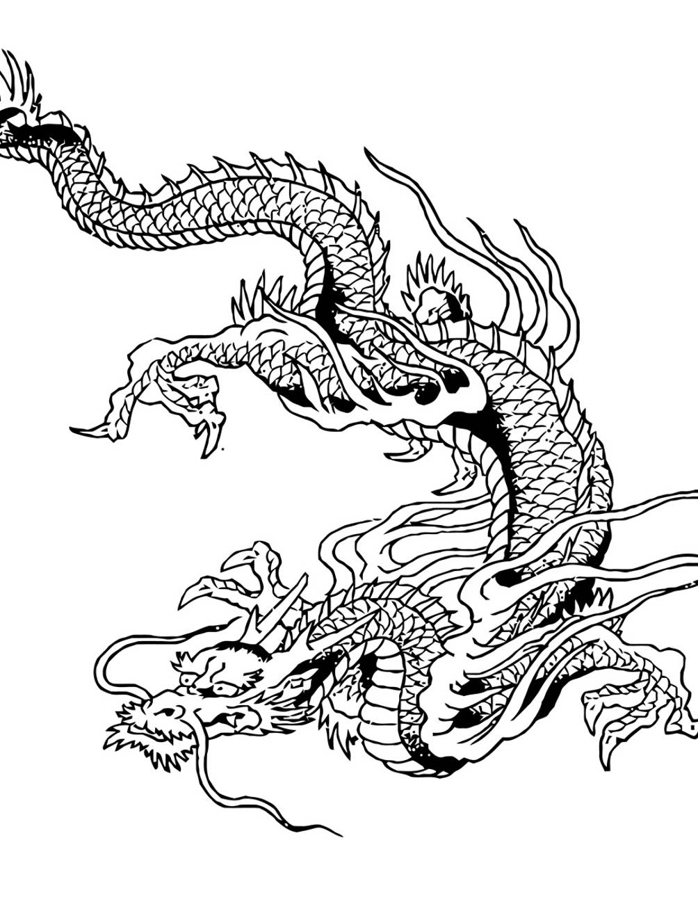 Китайский дракон эскиз горизонтальный