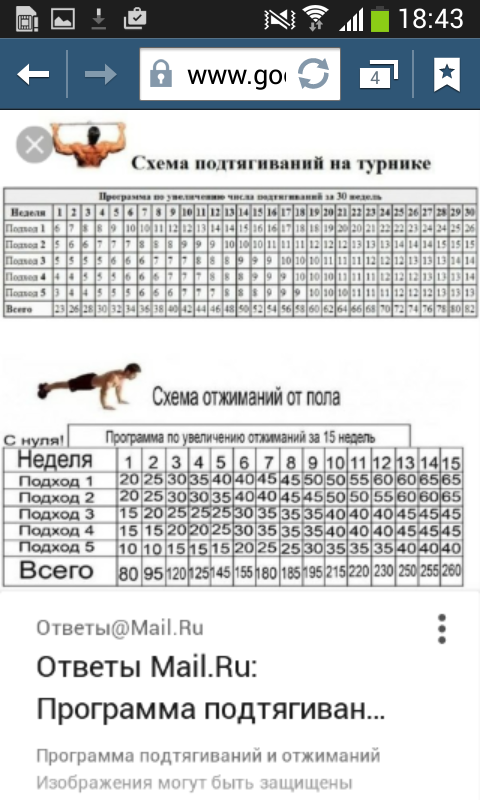 Схема подтягиваний с нуля