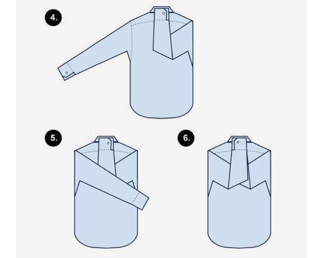 Как сложить рубашку. Красиво сложить рубашку. Сложить рубашку с длинным рукавом. Схема складывания рубашки.